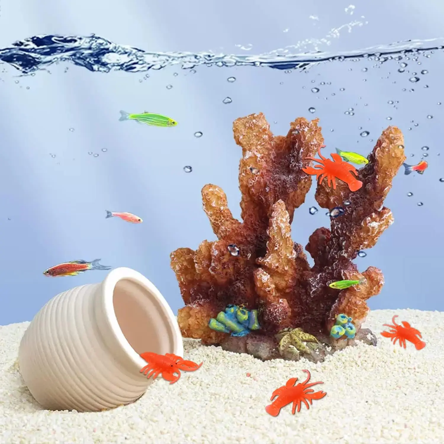 10 قطعة زينة جراد البحر الصغيرة الأحمر لينة TPR المطاط جراد البحر نماذج زينة الحفلات DIY بها بنفسك الجنية حديقة الزجاج الحاويات