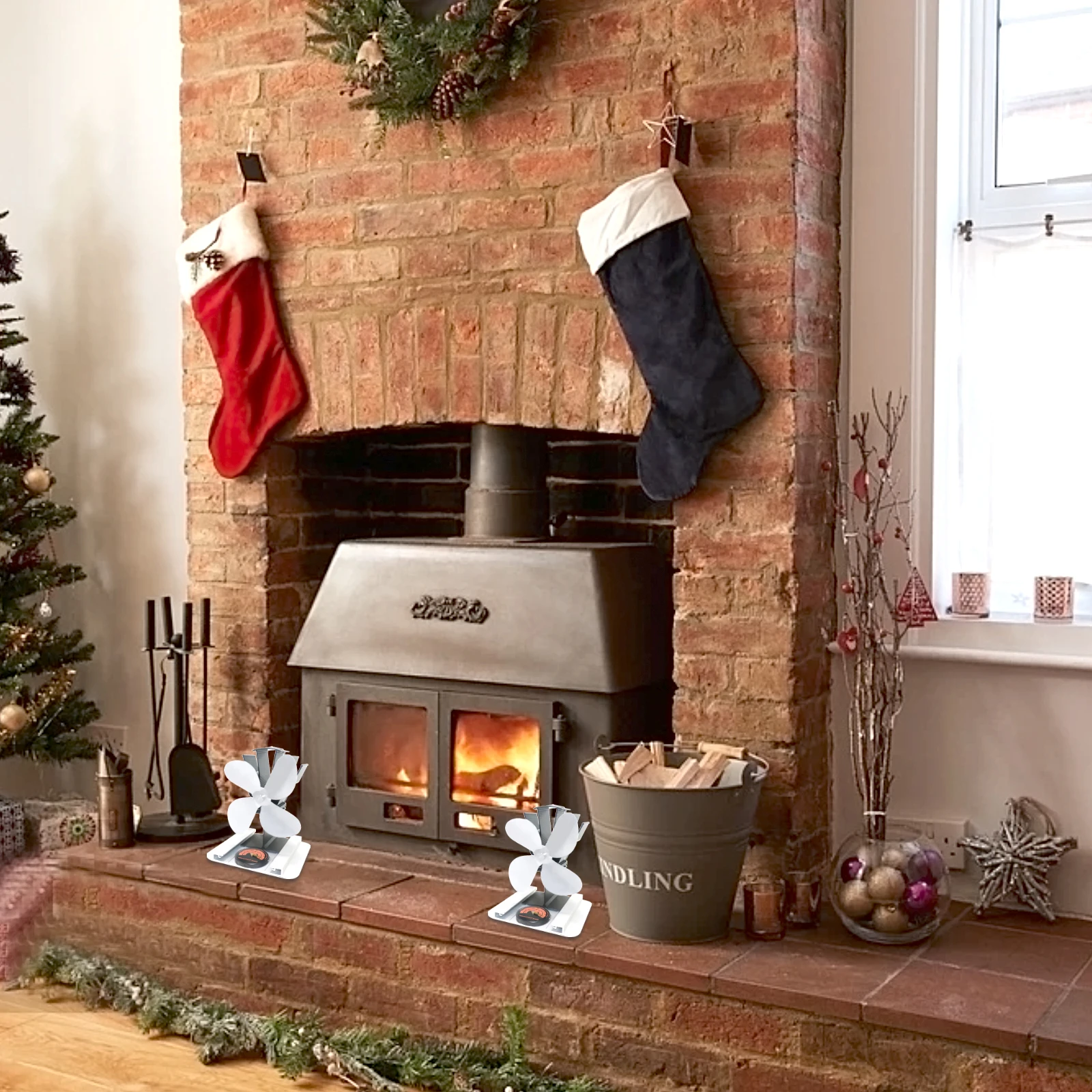 

Aluminum Alloy Fan Blades Stove Ceiling Fireplace Accessories Heat Powered Parts Replacement