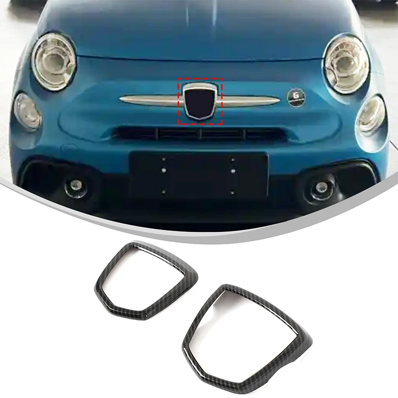 ABS carbon fiber pattern Front and rear logo circle decorative frame stickers For Abarth 595/695 2017+ car Accessories view 2