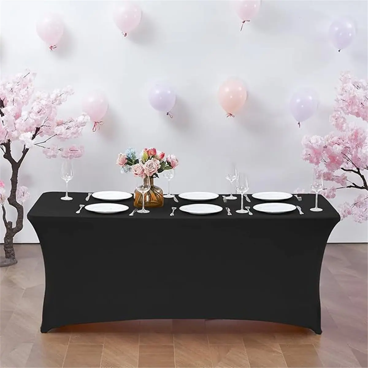 4FT Elastic Table Cover Cocktail Table Cover Conference Wedding Banquet Rectangular Table Cover Elastic Tablecloth