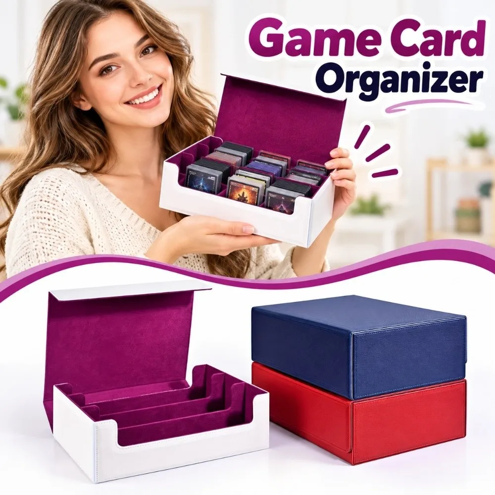 Display Window Game Card Organizer Single Sleeved Cards 10 Dividers Trading Card Storage Box Cards Case Protectors Container