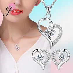 925 Sterling Silver 2023 New Arrival Various Styles Peach Heart Shape Smart Necklace Earrings Jewelry Sets For Women Girls
