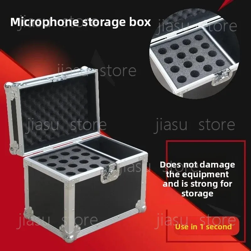 Wireless Microphone Storage Air Case, Aluminum Alloy Cabinet for Handheld, Lavalier Mic and Receiver