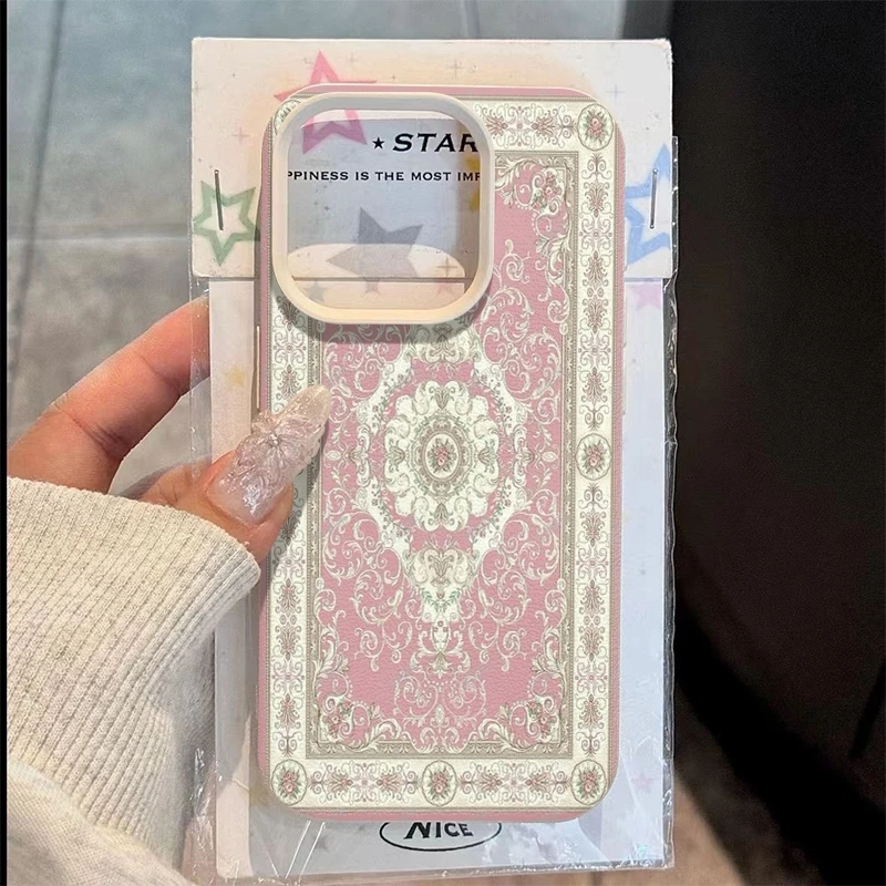 

Pink Vintage European-Style Phone Case For Samsung Galaxy S25 FE S24 Ultra S23 Plus S22 S21 A16 A15 A26 A36 A56 5G Bumper Cover