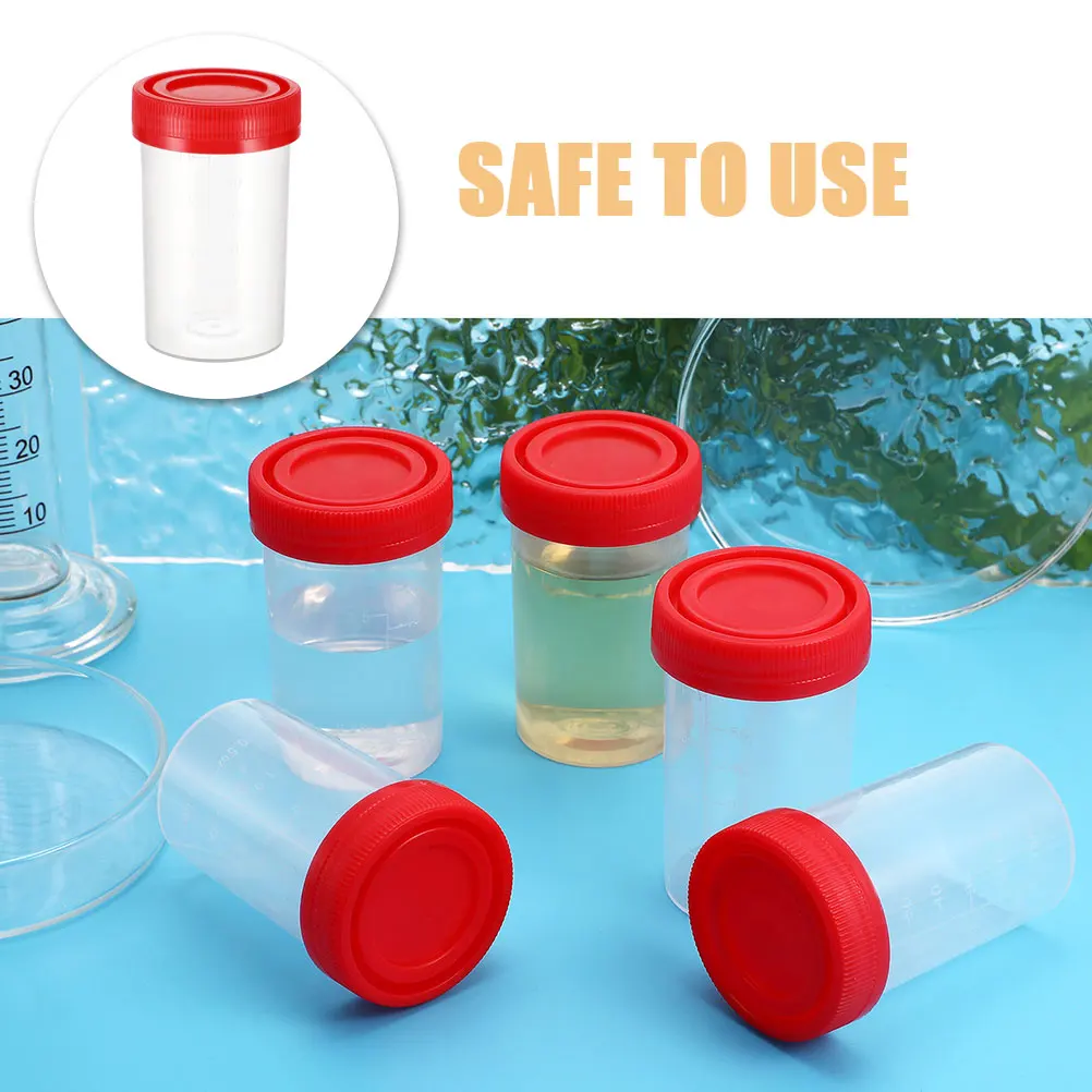 

50pcs Urine Sample Cups Specimen Containers With Lids Leak-Proof Plastic Pots For Urine Feces Collection Storage Laboratory