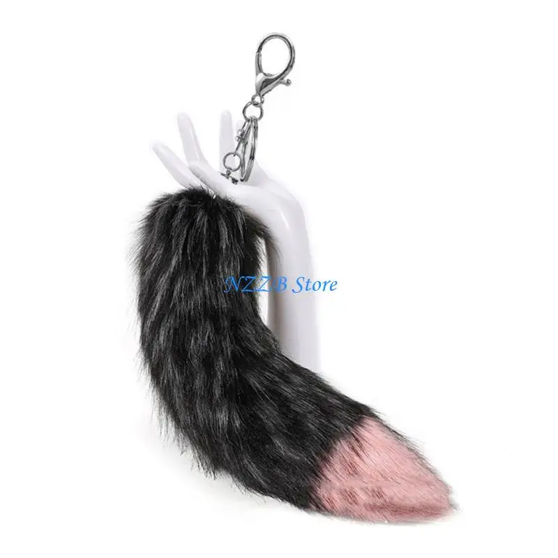 

T21F Stylish Keychain Cosplay Car Charm Pendant Backpack with Foxes Tail Accessory