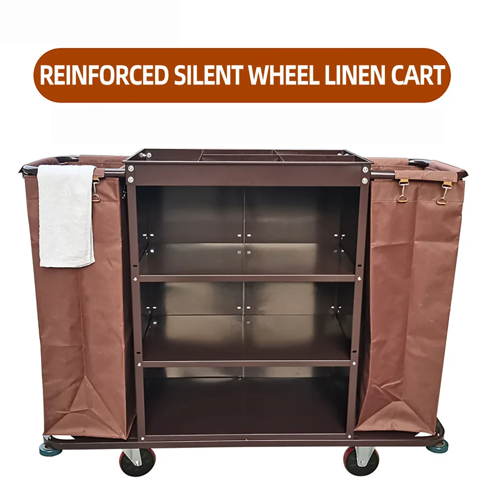 Stainless Steel TrolleyHotel Trolley  Housekeeping Cart Hotel Room Service Car Multifunctional Hotel Trolley With Bag Spread