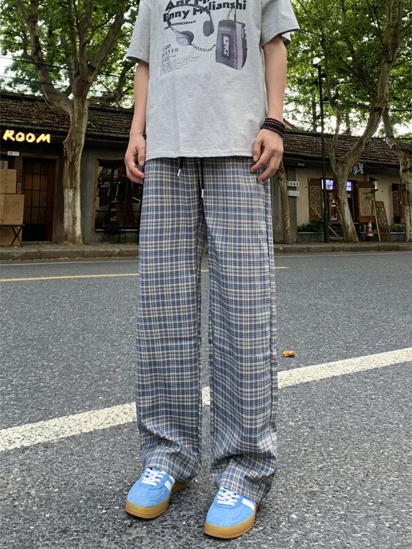 

Cleanfit Men's Summer Thin Long Qui Dry Ice Silk Pants Lazy American Sle Straight Leg Casual Trousers Cheered Pattern