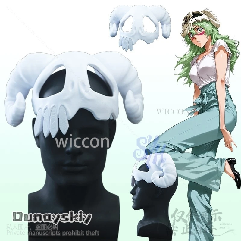 

Anime Neliel Knight Mask Cosplay 3D Polylactic Acid Sheep Horn Skull Half Face Mask Halloween Christmas Party Cos 코스프레