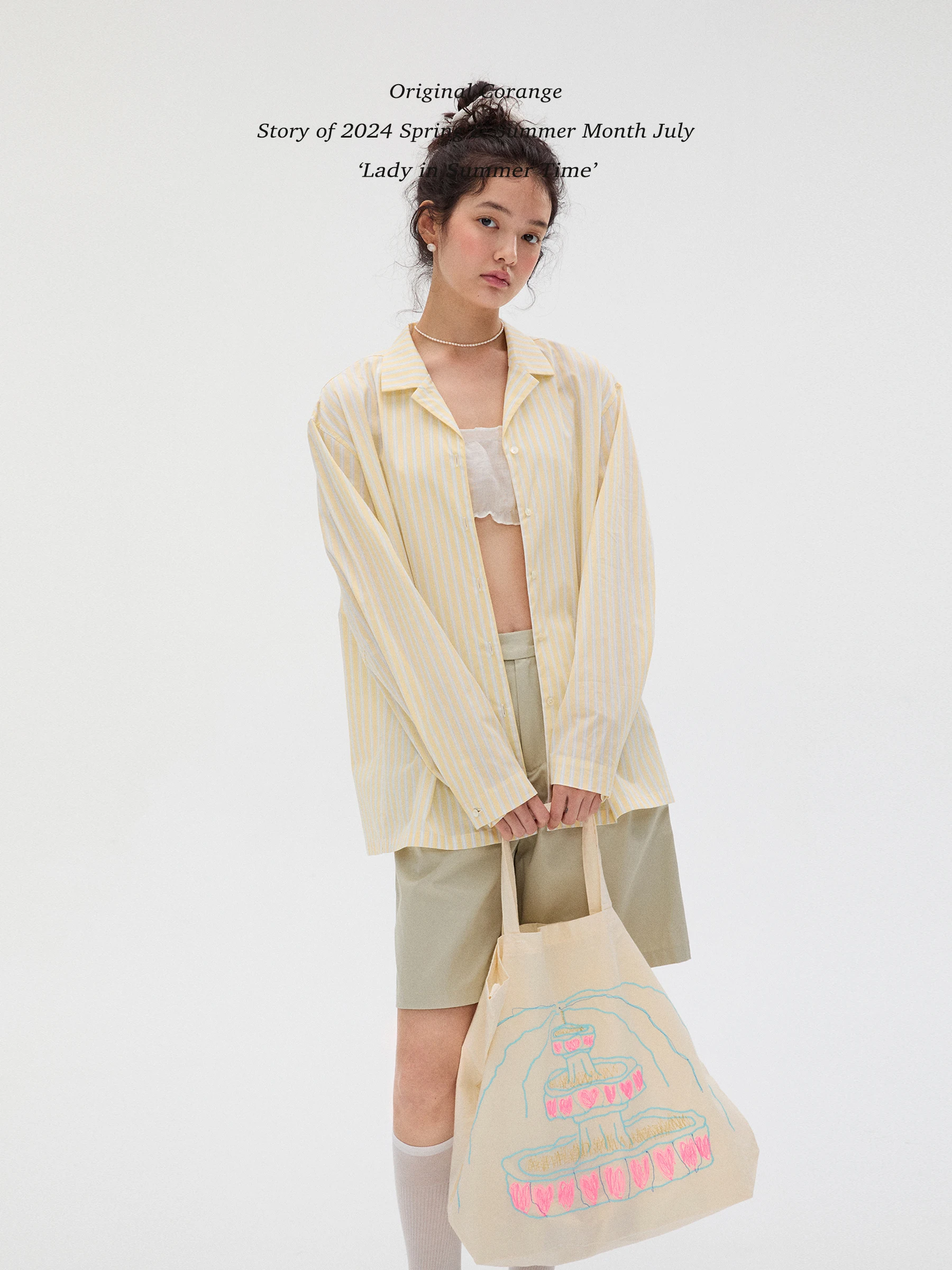 

Corange ous Summer Cuban Collar Sun Protection irt Linen Loose Fit Casual Sle Long Sve White Yellow Stripes