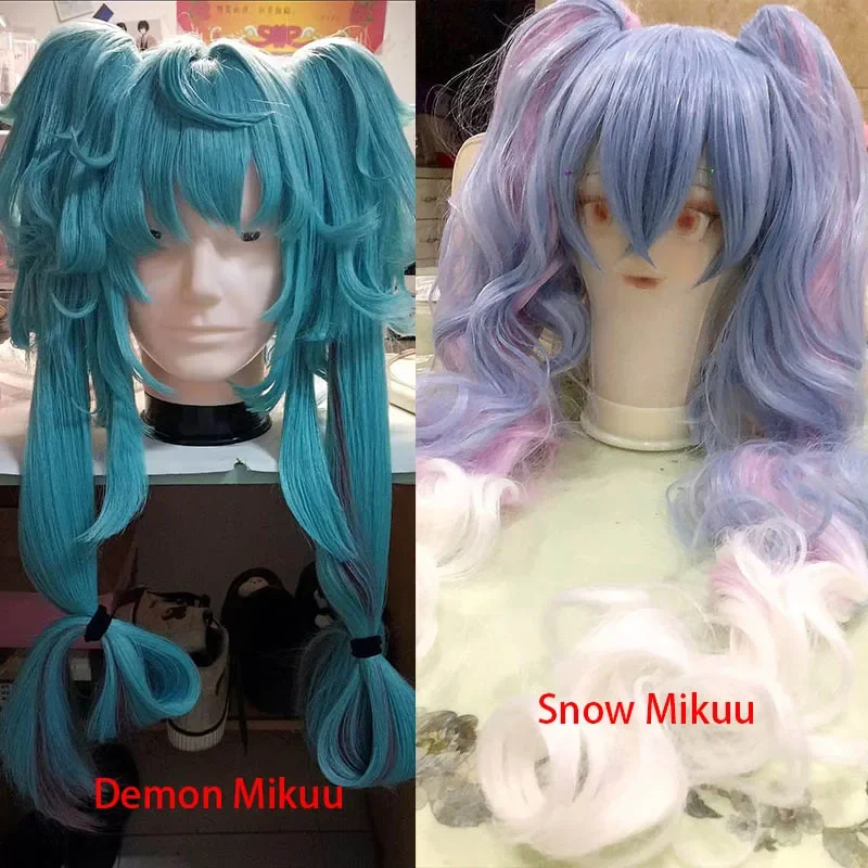 90 cm Snow Mikuu/120 cm Demone Mikuu Parrucca Cosplay Anime Cosplay Parrucca per capelli resistente Protezione per parrucca2025