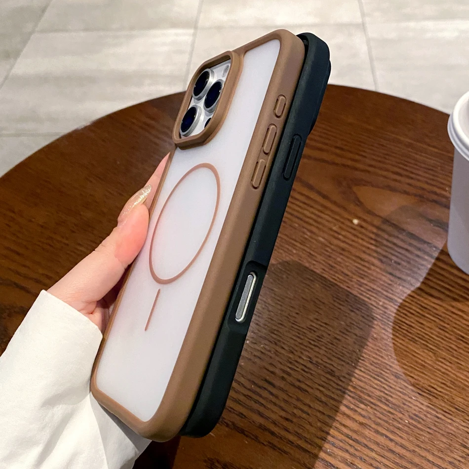 Матовый чехол Magsafe для iPhone 16, 15, 14, Pro Max Plus 13, 12, чехлы с магнитной беспроводной зарядкой, тонкий твердый чехол
