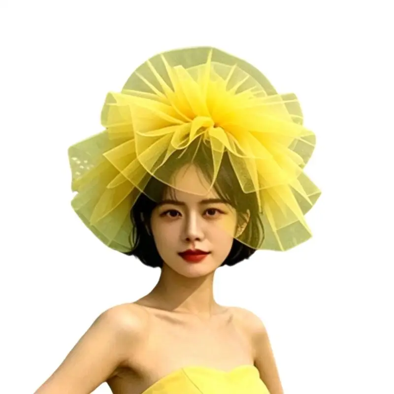 31BB Stage Costume Hair Piece for Women, Oversized Mesh Fascinator Clip On Headpiece in Tulle for Formal Photo Styling