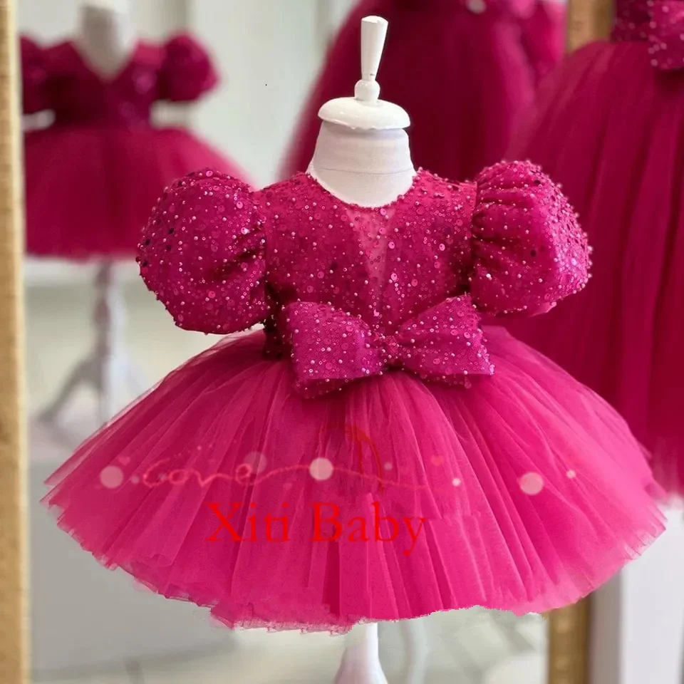 

Fuchsia Mommy and Me Fashion Dresses Birthday Puff Mother Daughter Dresses Family Matching Clothing Mom Baby Kid TulleTutu Dress