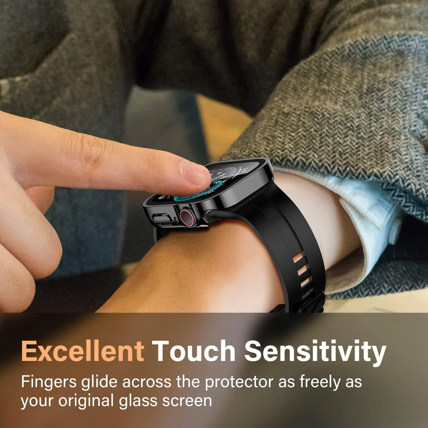 1PCS Case+Glass for Apple Watch Series 4 5 SE 6 7 8 9 10 11 40/41/42/44/45/46mm ，Screen Protector Waterproof Cover Bumper Shell