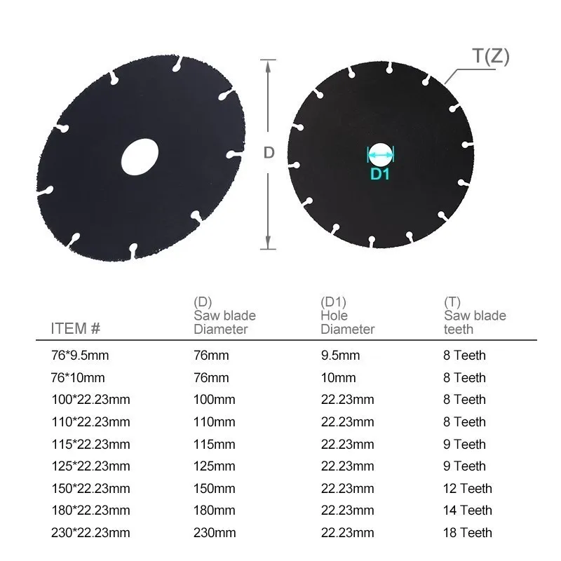 Vacuum Brazed Circular Saw Blade  76-230mm Wood Cutting Disc Multitool For Angle Grinder Woodworking Tool