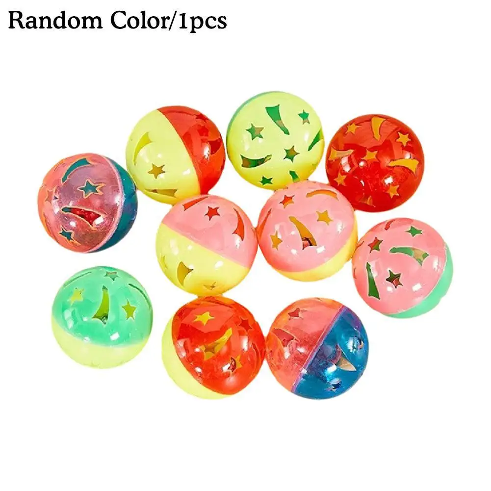 Plastic Ball Cat Toys Cat Bell Balls Lattice Balls with Bell Jingle Kitten Toy Chasing Pounce Rattle Toy Assorted Color 1Pc