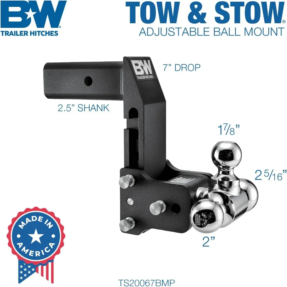 B&W MultiPro Tow & Stow - Fits 2.5" Receiver, Tri-Ball 18,000 GTW - TS20067BMP image 2