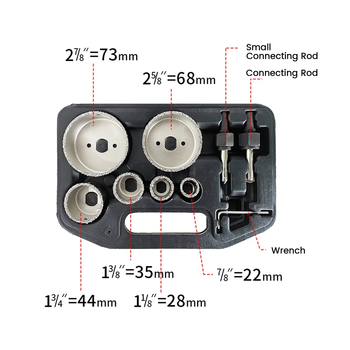 Набор сверл с алмазным покрытием для плитки, стекла, керамики, 9 шт., сверла для электроинструментов, 22 мм-73 мм