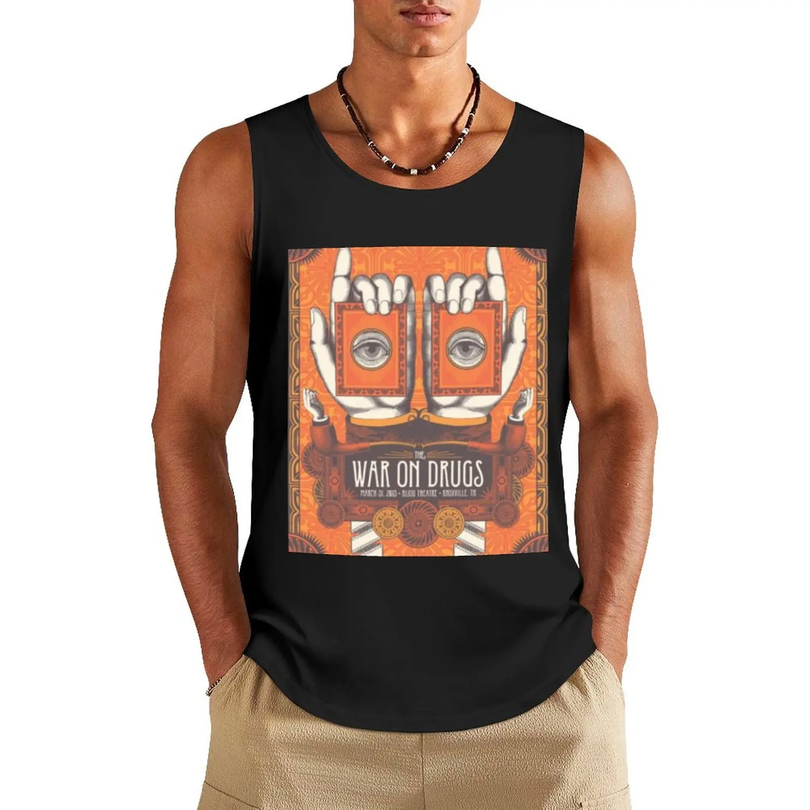 

orange Tank Top Gym t-shirt man gym clothes man