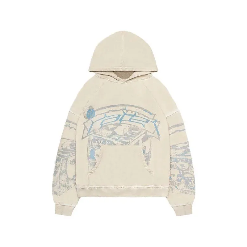 كنزات بغطاء رأس مع طباعة حروف للنساء ، كنزة رياضية وسراويل ، كنزة صوفية بانك ، كم طويل ، جيب ، كنزة رياضية هيب هوب ، معطف هاراجاكا ، بانك ، Y2K #3