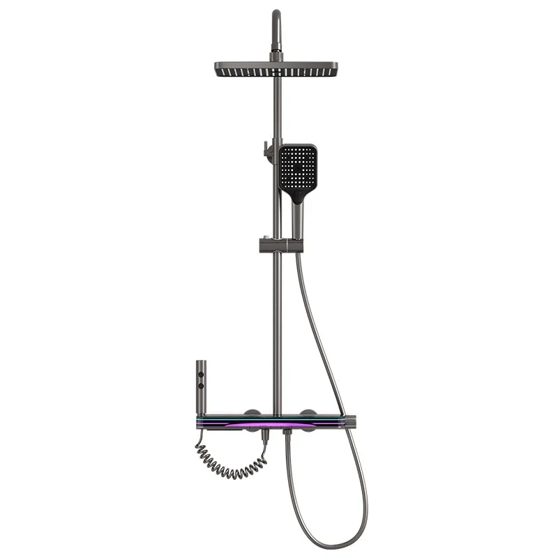 

Large body storage shower shower round tube series gun gray with digital display ambient light shower