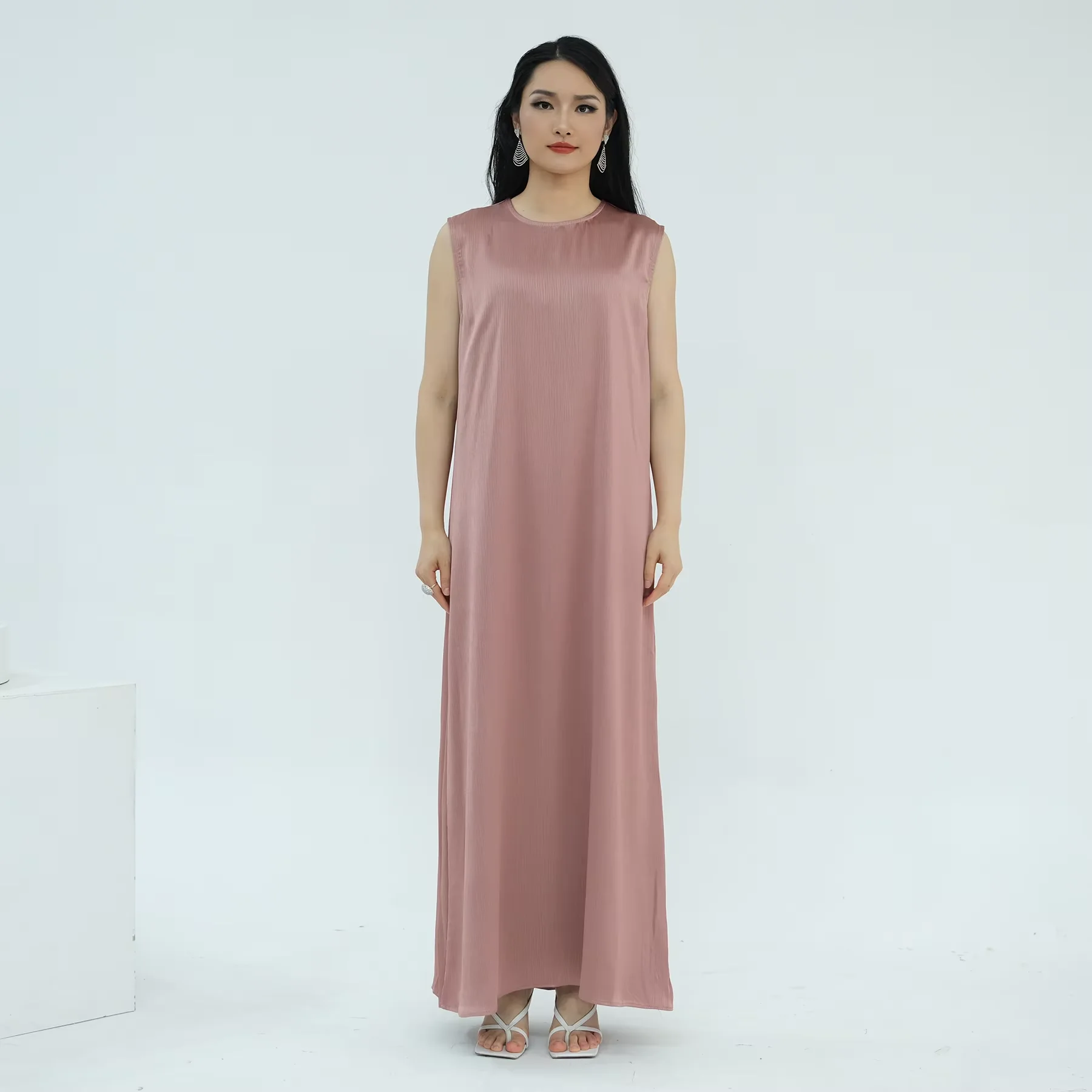 Ramadan Eid Nuovo Lusso Kebaya Dubai Rughe Kimono di Raso 2 Pezzi Abaya Set Donne Musulmane Abiti Modesti Caftano Caftano Jalabiya