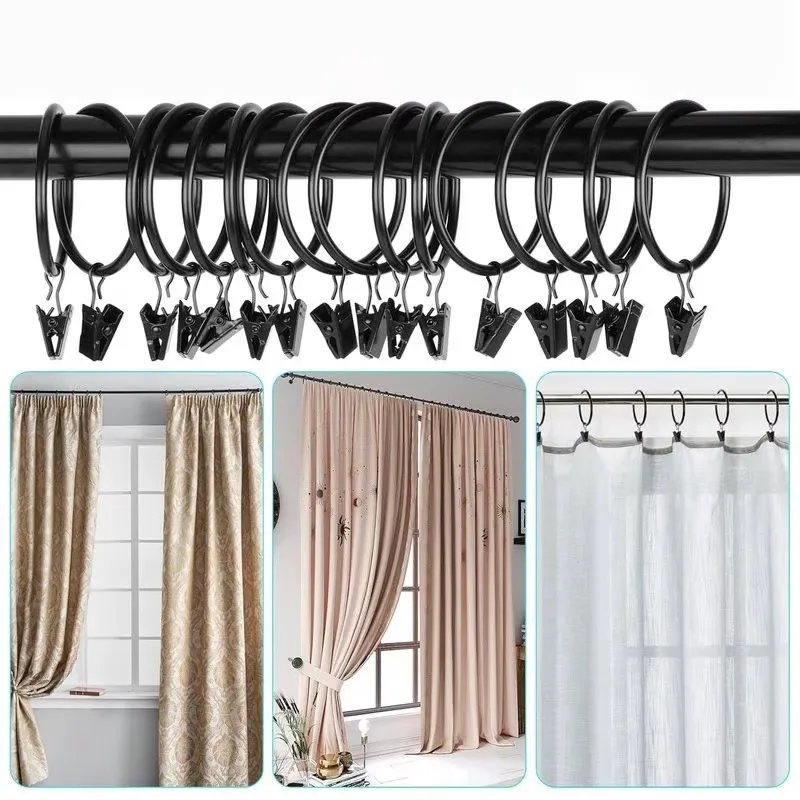 61 pcs 25mm Metal Curtain Hanger Rings with Easy Slide On Rod, ideal for Bathroom Shower Panels and Home Decoration Hanging view 4