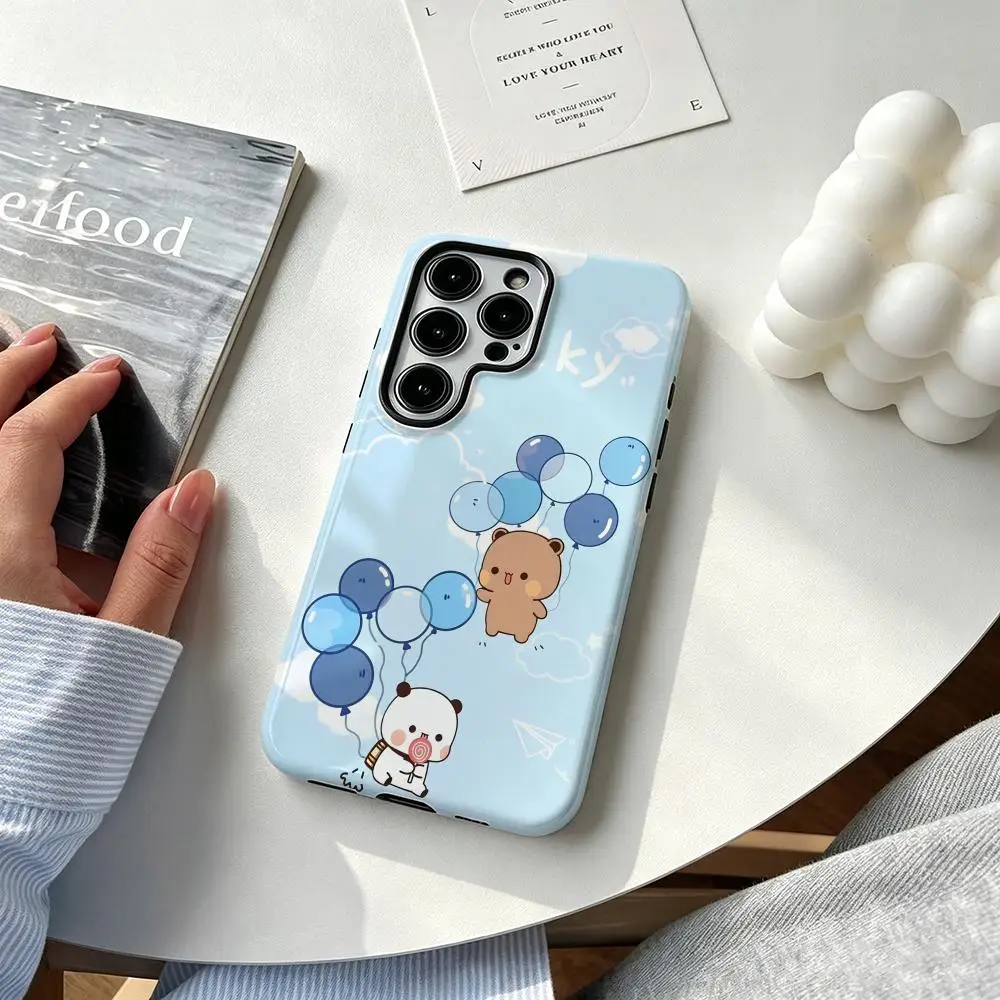 Hot Animation B-Bubu Dudues Phone Case For Samsung Galaxy S25 S24 S23 S22 S21 Plus Ultra 2-in-1 Glossy shell