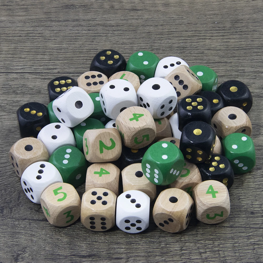 

Деревянные игральные кости, шестигранные, 16 мм, деревянные кости, пипсы, Номера для математического класса, ролевая игра, настольная игра, развлечения