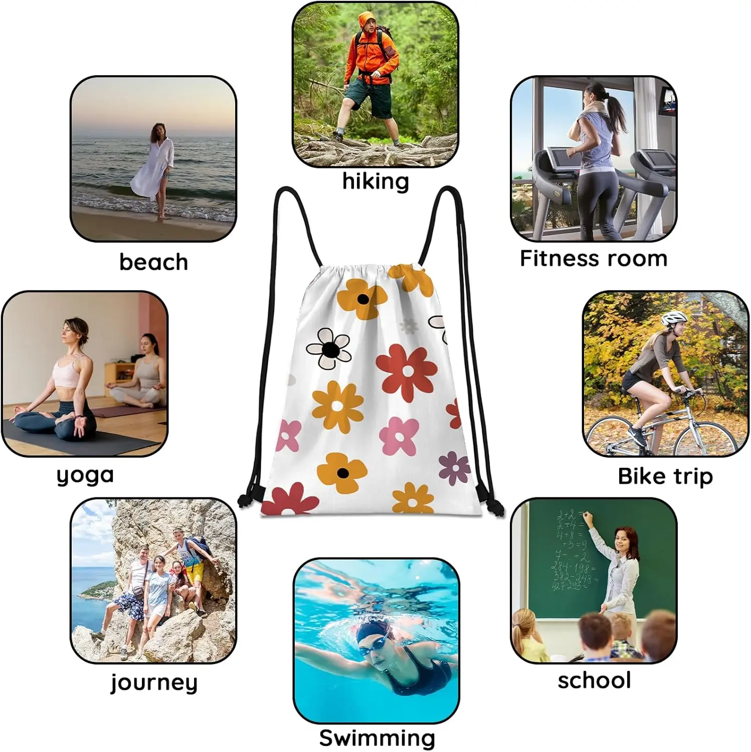 Mochila con cordón, bolsas deportivas con cordón para nadar, mochila estética impermeable para mujeres unisex, playa