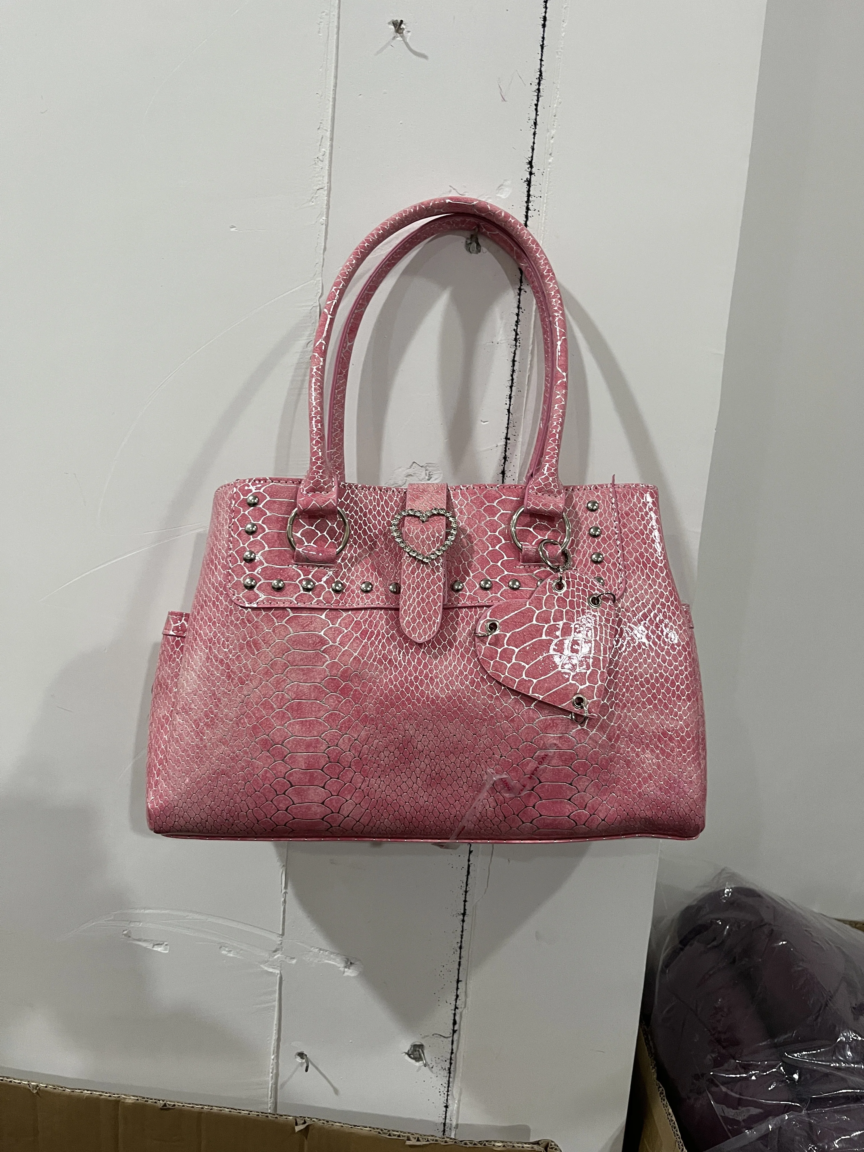 Umhängetasche mit Krokodilmuster und Prägung, Damenhandtasche mit großem Fassungsvermögen, Designer-Aktentasche, Y2k-Mädchen-Pendlermode-Handtasche, Rosa – Detail 18