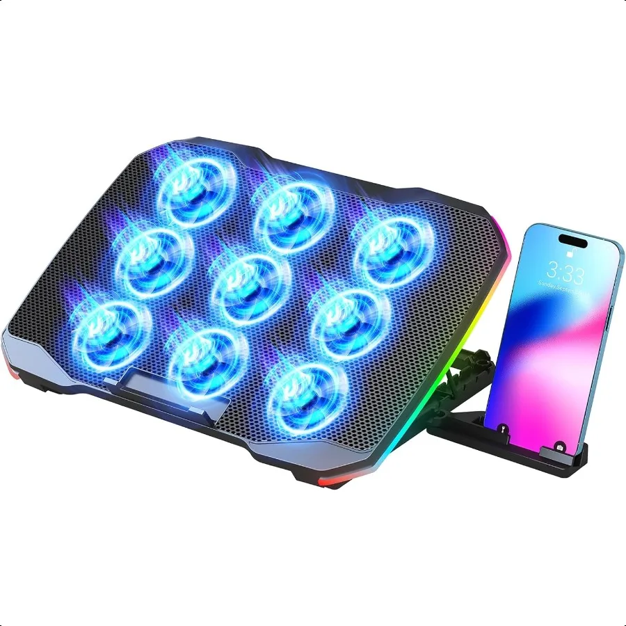 

Laptop Cooling Pad Gaming Laptop Cooler with 9 Quiet Fans Laptop Cooling Stand for 1217 Inch Laptop Computer Fan with 5 Height