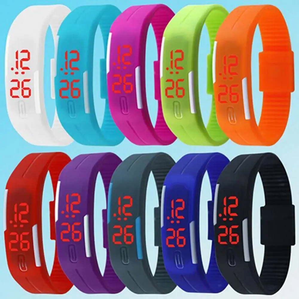 Digital Wristwatch for Men Women Fashion Silicone Red LED Sports Bracelet Touch Digital Wrist Watch