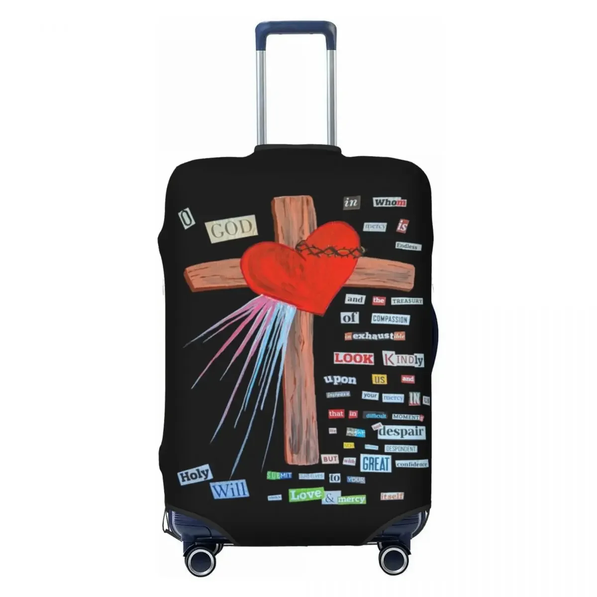 Divine Mercy Prayer Suitcase Cover Flight  Elastic Luggage Case Travel Protector