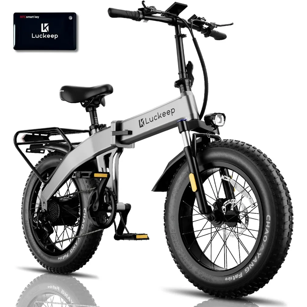 Folding Electric Bike for Adults,1200W Peak Motor,28MPH 60 Miles,Fat Tire Foldable Ebike w/ NFC/Anti-Theft/Hydraulic Brakes/APP