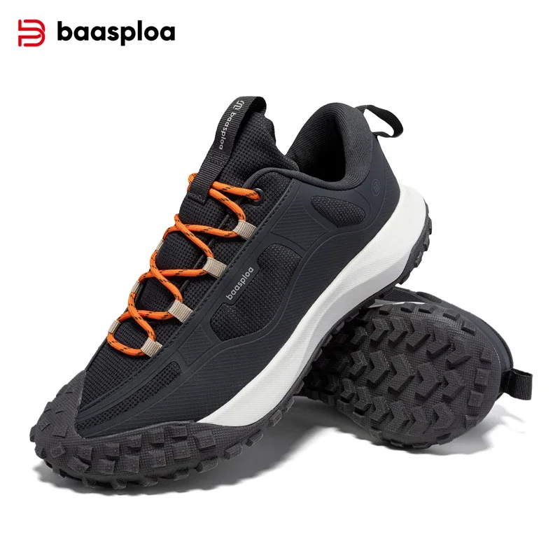 

Baasploa Men Hiking Shoes New Fahsion Waterproof Outdoor Sneakers for Men Comfort Casual Sneakers Male Non-Slip Wear Resistant