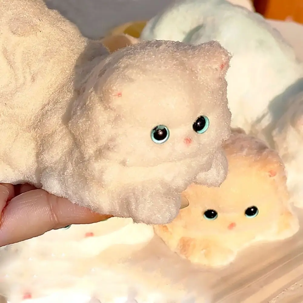 Zabawka antystresowa w kształcie perskiego kota z efektem powolnego powrotu do kształtu, ręcznie robiona, symulacja zwierzęcia, kolorowa, miękka zabawka sensoryczna do ściskania.