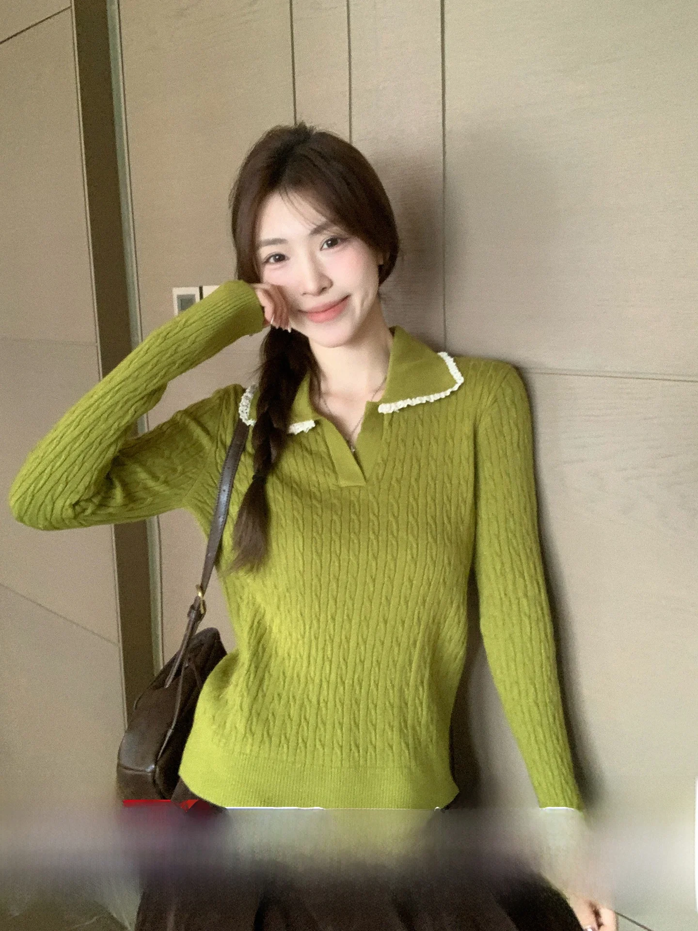 

Вязаный свитер Morning Bloom Vintage с воротником-твист, мягкий, для женщин, осенне-зимний, базовый слой, повседневный трикотажный топ