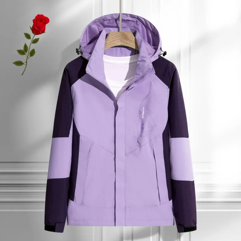 

2025 Spring and Autumn New Women's Submachine Robe Detachable Hat Windproof Waterproof Breathable Quick Drying Cycling Hiking