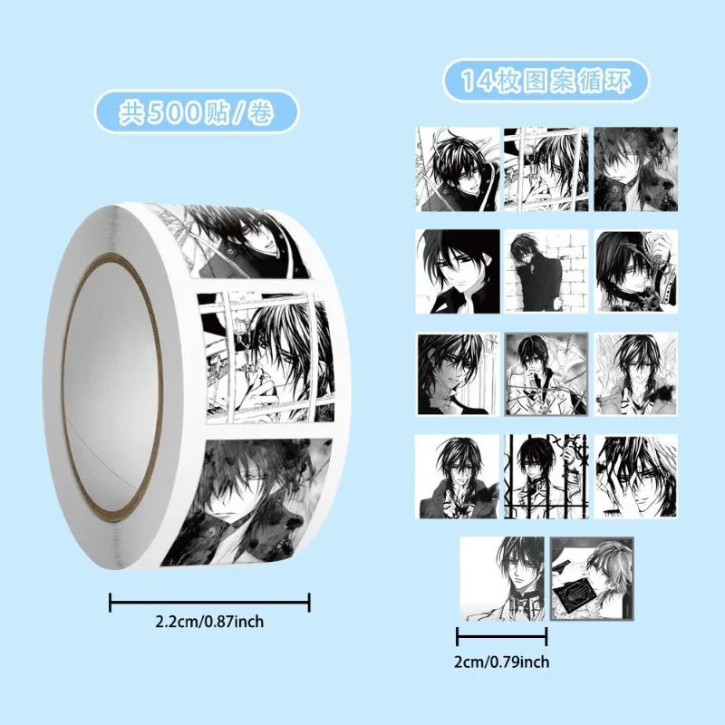 Vampire Knight Kaname Kuran500 PCS Roll Paste High Color Value Animation Cartoon Printing Mobile Phone Shell Desktop Decoration view 4