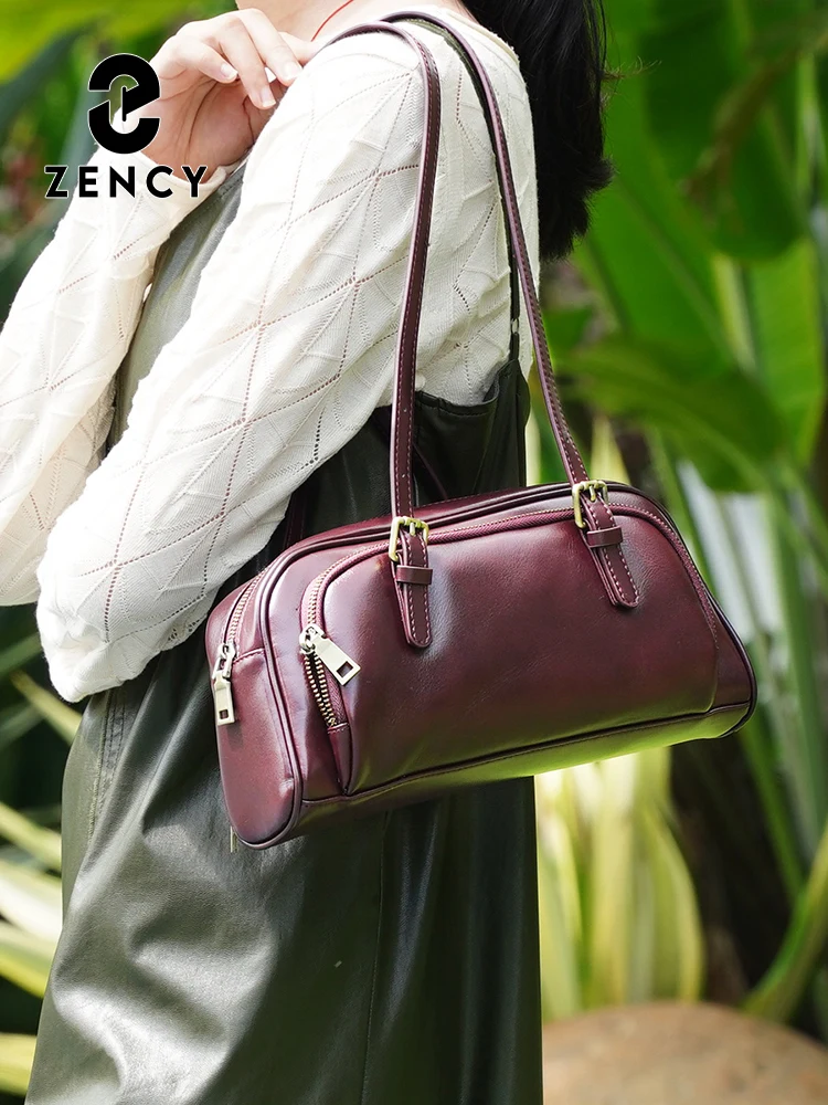 Zency Handbag Purse for Women French Style Underarm Bag Genuine Leather Gift Shoulder Bag For Lover Girlfriend