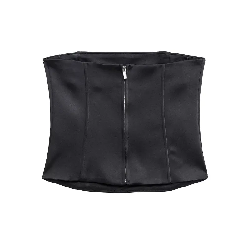 Topenomi Fashion Diamonds Corset Top Women 2025 New Sleeveless Sheath Zipper Strapless Tank Tops Y2k Sexy Versatile Vests Ropa