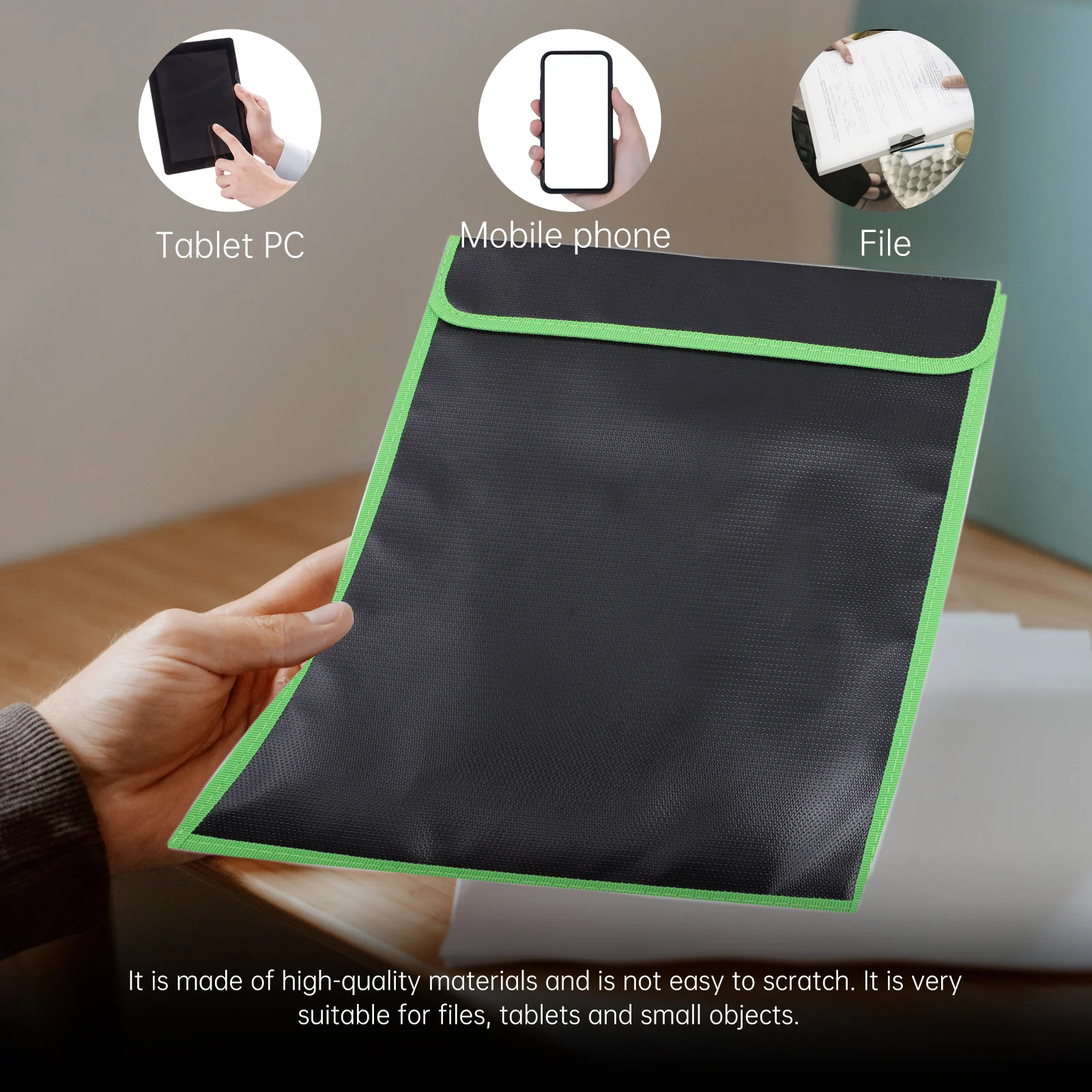 1Pcs Fireproof File Storage Bag Silicone Fiberglass Fire Resistant Document Pouch Waterproof Office File Holder Portable