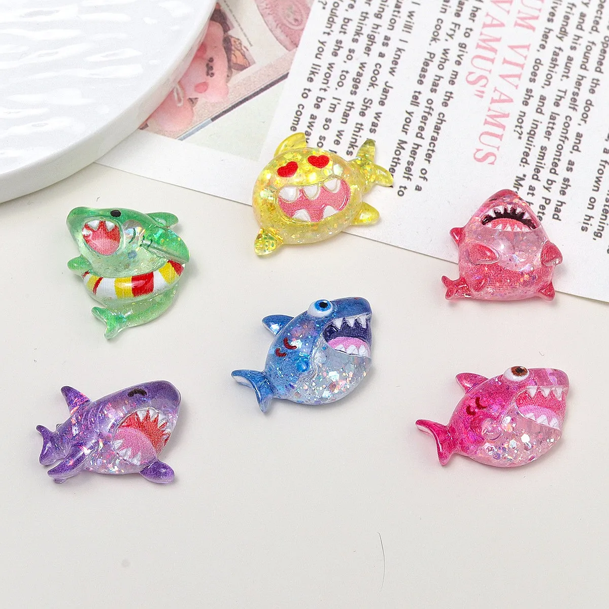 100pcs Wholesale Cartoon Shark Resin Flatback Cabochon DIY Accessories for Scrapbook Phone Case Jewelry Decor Wholesale Craft