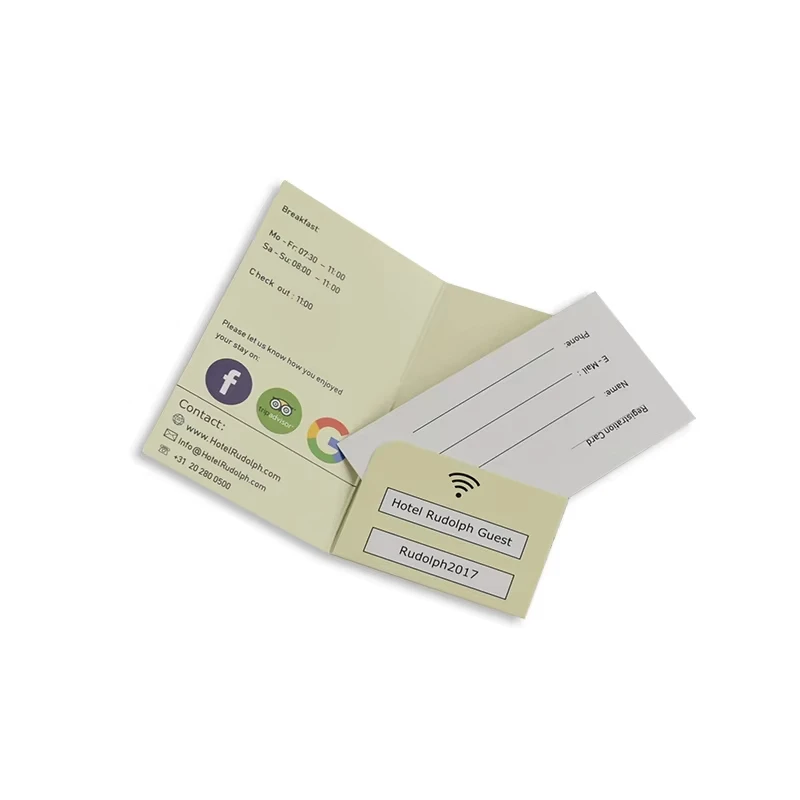 Zuoluo Short Lead Time Custom Design 300gsm Paper Card Registration Card with Hotel Key Card Holder