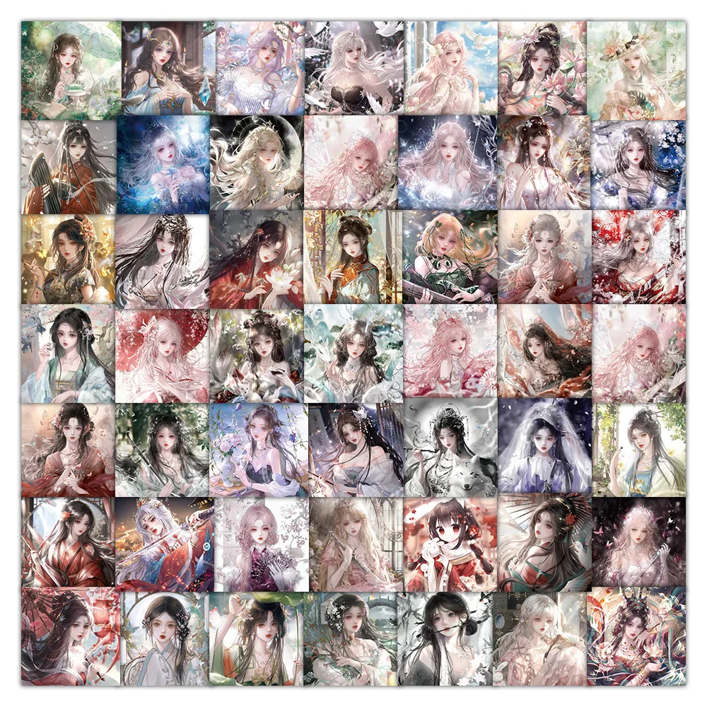 

60 Pieces of Ancient-Style Girl Cartoon Waterproof Stickers, Phone Case Decoration Stickers, Planner Stickers, Stickers, Waterproof Stickers, Advantages: Waterproof, Can Be Re-Pasted, No Residue, Exquisite Design.