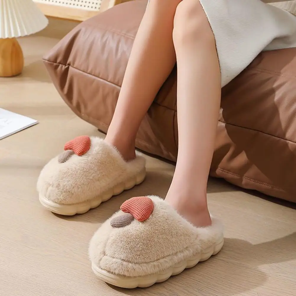 

Women Indoor Slippers Mushroom Winter Slippers Plush Warm Fuzzy Slip-on Shoes Non-slip Sole Indoor Outdoor Cozy Home Footwear