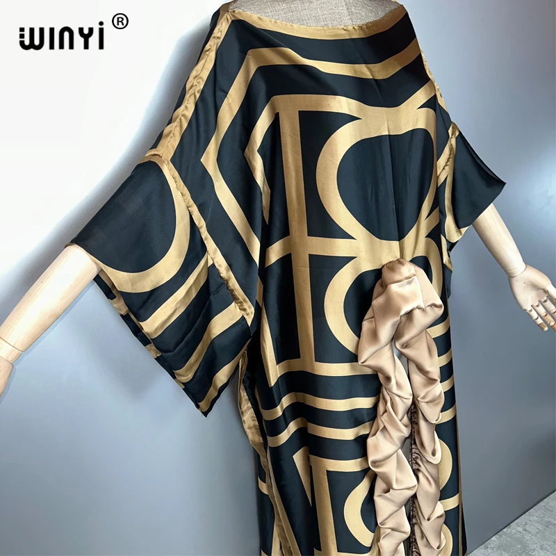 فستان سهرة مثير صيفي للغاية من WINYI عباية دبي فاخرة للسيدات فضفاضة مطبوعة فضفاضة طويلة قفطان فاخر لتغطية الشاطئ #3
