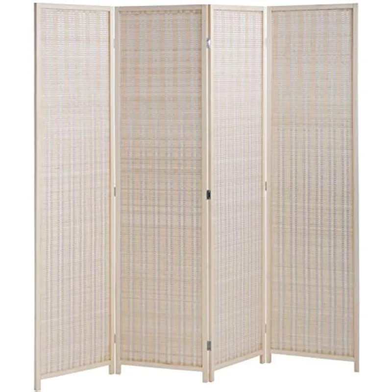 Bamboo Room Divider Folding Privacy Wooden Screen 4 Panel 72 Inches High 17.7 Inches Wide Room Divider